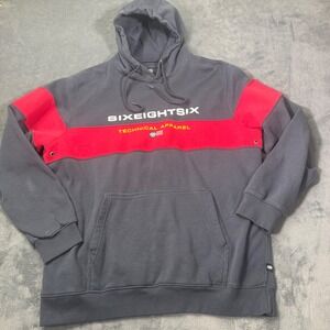 686 Six Eight Six Technical Apparel Hoodie Mens XL Gray Red Pullover